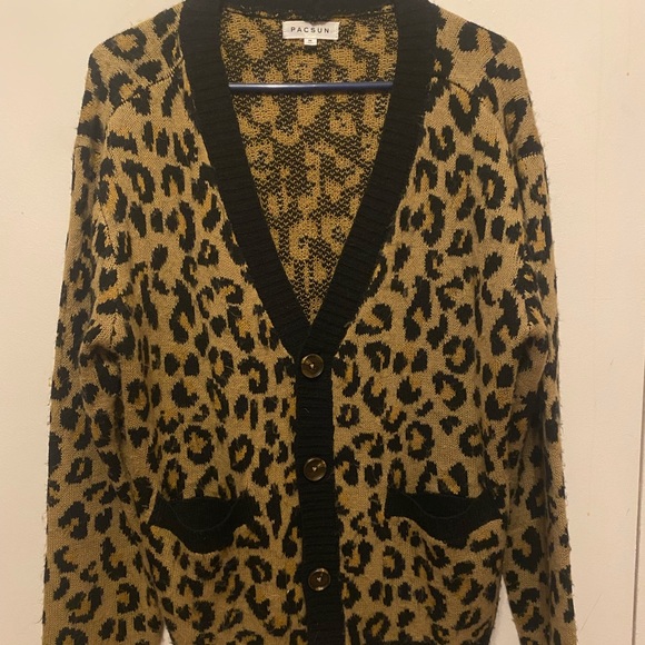Mens Pacsun Cheetah Print Cardigan 